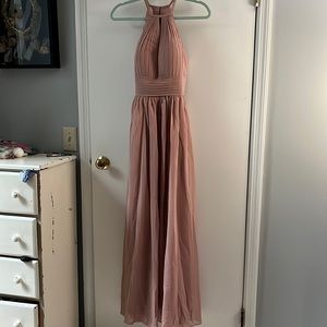 Dusty Rose Chiffon Halter Dress with Pockets